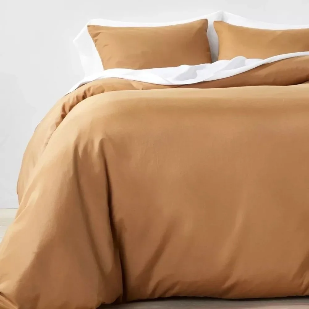 Casaluna Warm Brown Lyocell & Cotton Queen Duvet Cover & 2 Sham 3 Piece Set